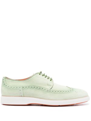 Santoni perforated-design almond-toe brogue shoes - Green