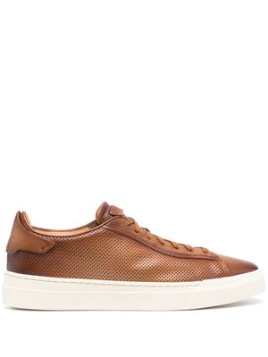 Santoni perforated-design leather sneakers - Brown