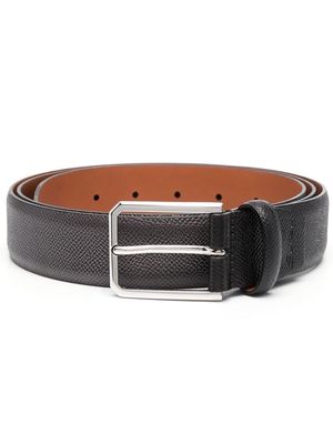 Santoni rectangular buckle leather belt - Black