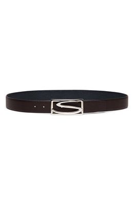 Santoni Reversible Leather Belt in Black