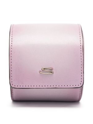 Santoni small logo-plaque leather watch roll - Pink