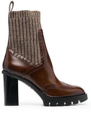 Santoni sock-style ankle boots - Brown
