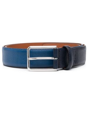 Santoni square-buckle leather belt - Blue