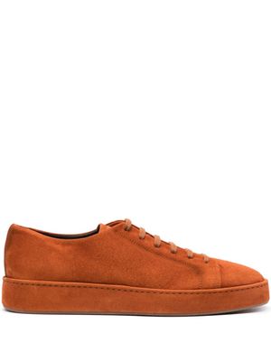 Santoni tonal-design suede lace-up sneakers - Orange