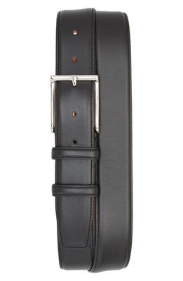 Santoni Vitello 3 Leather Belt in Black