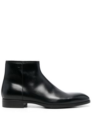 SANTONI zip-up ankle leather boots - Black