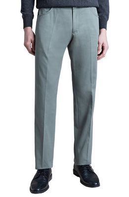 Santorelli Flat Front Cotton Blend Pants in Sage 