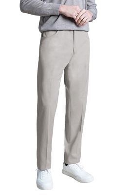 Santorelli Flat Front Cotton Blend Pants in Taupe