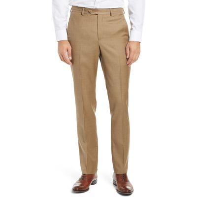 Santorelli Wool Serge Dress Pants in Tan 