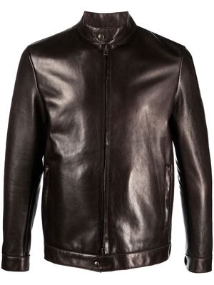 Santoro Castagno zipped leather jacket - Brown