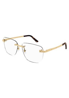 Santos De Cartier 58MM 24K Gold-Plated Square Optical Glasses