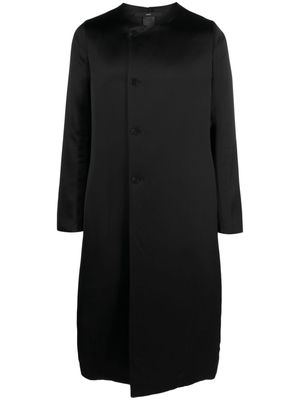 SAPIO button-up satin-finish midi coat - Black