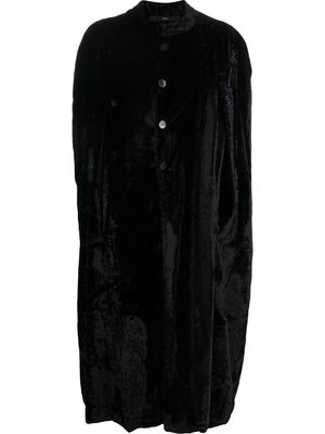 SAPIO cape-sleeve velvet-effect coat - Black