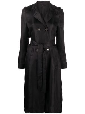 SAPIO double-breasted long coat - Black