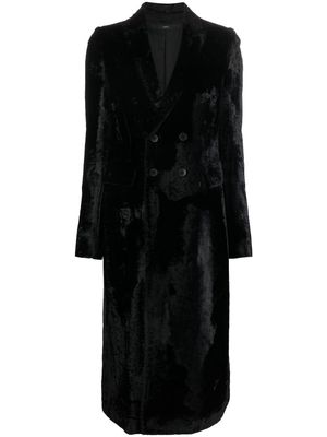 SAPIO double-breasted velvet-effect coat - Black