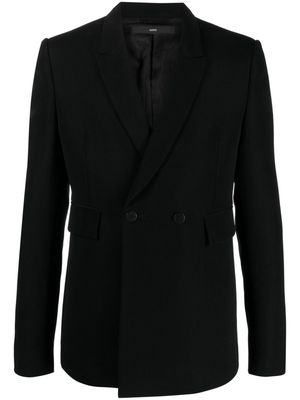 SAPIO double-breasted wool-cotton blazer - Black