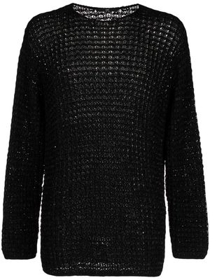 SAPIO long-sleeves open-knit jumper - Black