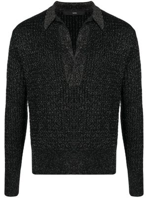 SAPIO metallic-threading V-neck jumper - Black