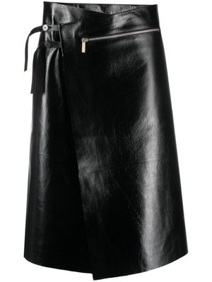SAPIO N45 leather midi skirt - Black