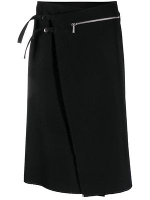 SAPIO N45 zip-up asymmetric wool skirt - Black