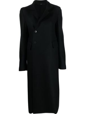 SAPIO off-centre single breasted coat - Black