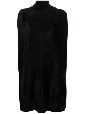 SAPIO roll-neck knitted velvet cape - Black