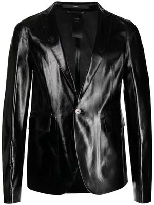SAPIO single-breasted leather blazer - Black