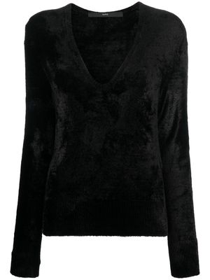 SAPIO V-neck velvet jumper - Black