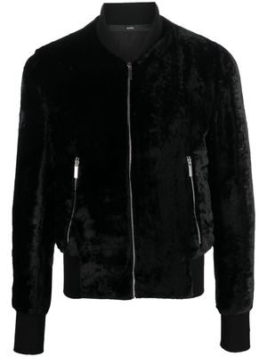 SAPIO velvet zip-up bomber jacket - Black