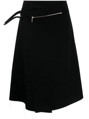 SAPIO wrap-front kilt skirt - Black
