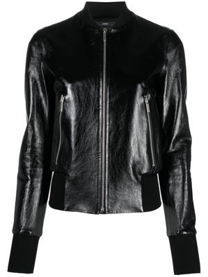 SAPIO zip-up leather bomber jacket - Black