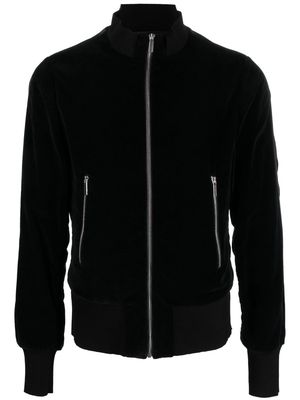SAPIO zip-up velvet bomber jacket - Black