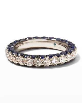 Sapphire and Diamond 3-Sided Band Ring