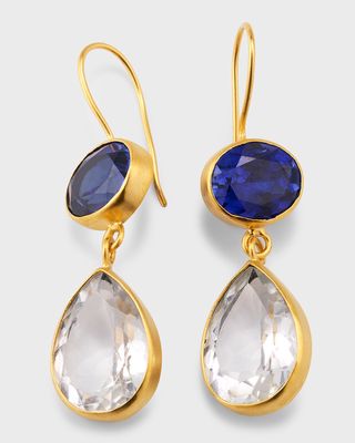 Sapphire and Quartz Drop Earrings