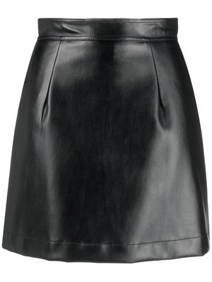 Sara Battaglia faux-leather A-line skirt - Black