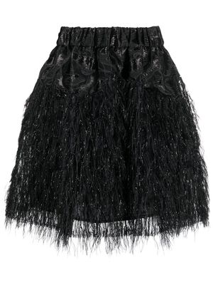 Sara Battaglia fringe-detail A-line skirt - Black