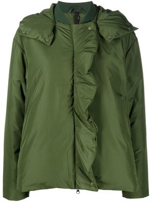 Sara Lanzi drop-shoulder hooded puffer jacket - Green