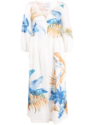 Sara Roka palm tree-print maxi dress - White