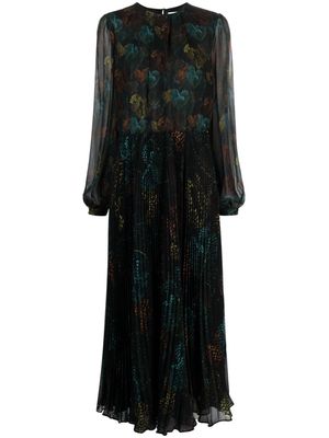 Sara Roka Tillie heart-print silk dress - Black
