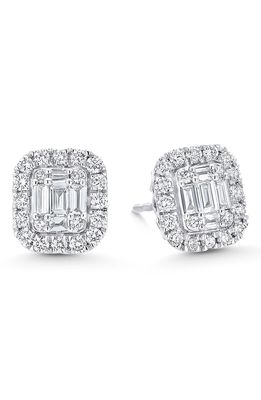 Sara Weinstock Illusion Emerald Diamond Stud Earrings in White Gold