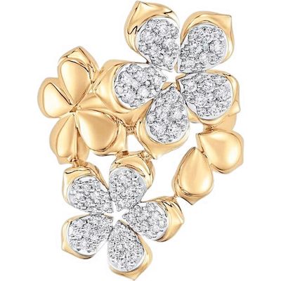 Sara Weinstock Lierren Flower Diamond Cluster Ring in Yellow Gold/Diamond 