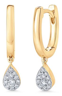 Sara Weinstock Unity Diamond Drop Huggie Hoop Earrings in Yellow Gold