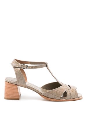 Sarah Chofakian 65mm crocodile-effect leather sandals - Brown
