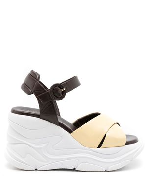 Sarah Chofakian Comfort platform leather sandals - Brown