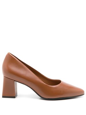 Sarah Chofakian Francesca pointed-toe 75mm leather mules - Brown