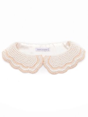 Sarah Chofakian pearl-embellished scallop-edge collar - Neutrals