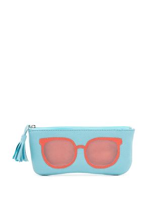 Sarah Chofakian sunglasses-print leather case - Blue