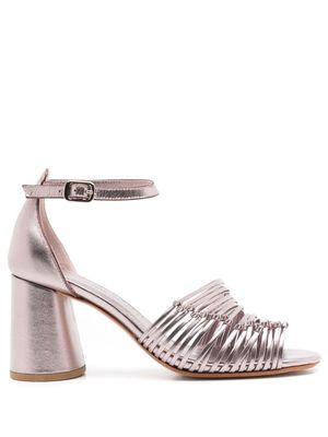 Sarah Chofakian Triomphe 65mm strappy leather sandals - Metallic