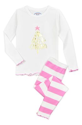 Sara's Prints Sara's Prints Kids' Holiday Fitted Two-Piece Pajamas in Gold Tree