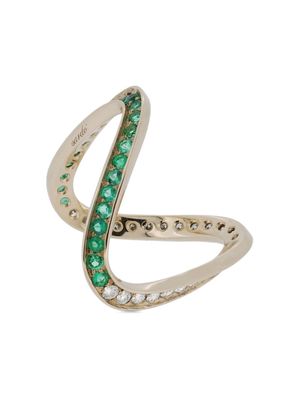 SARDO 18kt white gold Wave emerald ring